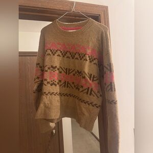 Lucky Brand Brown and Pink Sweater